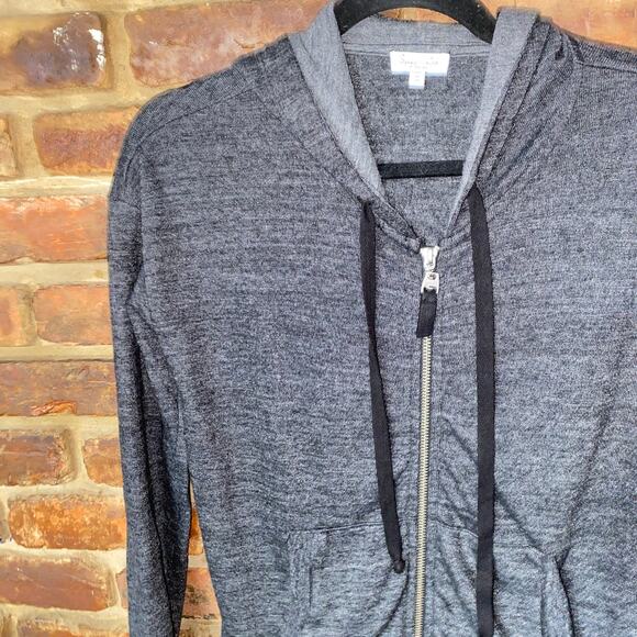 Splendid Charcoal Gray Full Zip Hoodie Sweatshirt Women's Size XS - Picture 2 of 7